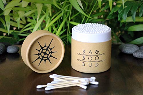 Bam Boo Bud – 200 bastoncillos de algodón de bambú de la más alta calidad, 100% biodegradables, producto y embalaje 100% libre de plástico, vegano