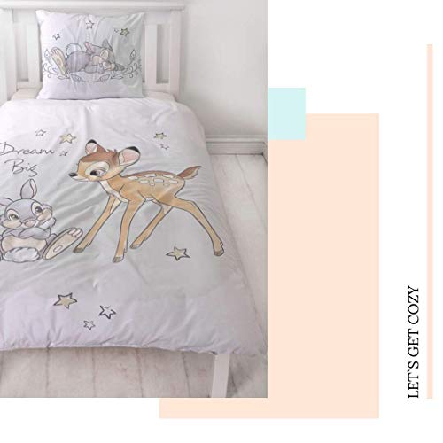 Bambi Disney Juego de ropa de cama para niñas, ropa de cama para adolescentes, REH & Hase Klopfer, funda de almohada 80 x 80 + funda nórdica 135 x 200 cm – 100% algodón