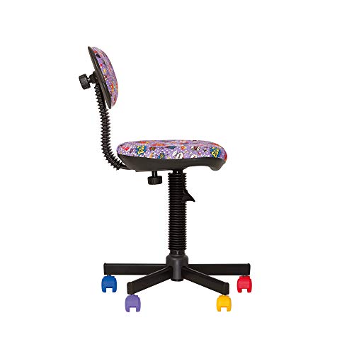 Bambo – Silla de escritorio infantil ergonómica, altura del asiento ajustable de 42 cm-56 cm, giratoria a 360 /ruedas multicolores/negras