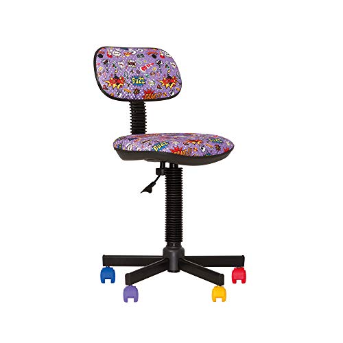 Bambo – Silla de escritorio infantil ergonómica, altura del asiento ajustable de 42 cm-56 cm, giratoria a 360 /ruedas multicolores/negras