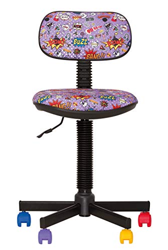 Bambo – Silla de escritorio infantil ergonómica, altura del asiento ajustable de 42 cm-56 cm, giratoria a 360 /ruedas multicolores/negras