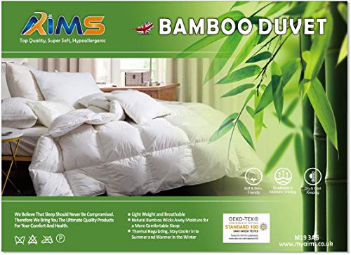 Bamboo Organic Cotton 100% Duvet Super King Quilt 13.5 Tog Deluxe Soft Natural Hypoallergenic, Best Hotel Quality, Super Soft, Warm and Cosy, Anti Allergy, Computer Quilted Self piping