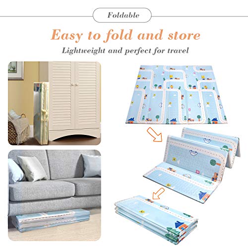 Bammax Alfombra de Juego, Alfombra Plegable para Bebés, Alfombra Impermeable para Niños que Se Arrastra a Ambos Lados, Alfombra Portátil No Tóxica para Juegos, Adecuada para Bebés:197 * 177 * 1cm