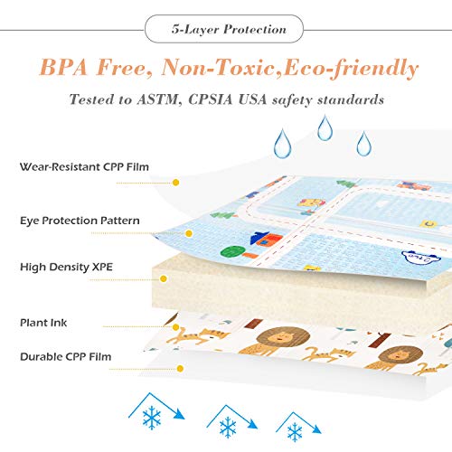 Bammax Alfombra de Juego, Alfombra Plegable para Bebés, Alfombra Impermeable para Niños que Se Arrastra a Ambos Lados, Alfombra Portátil No Tóxica para Juegos, Adecuada para Bebés:197 * 177 * 1cm