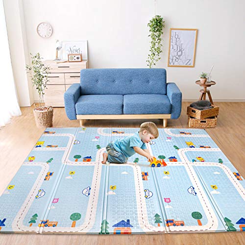 Bammax Alfombra de Juego, Alfombra Plegable para Bebés, Alfombra Impermeable para Niños que Se Arrastra a Ambos Lados, Alfombra Portátil No Tóxica para Juegos, Adecuada para Bebés:197 * 177 * 1cm
