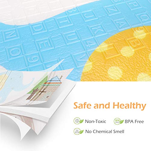 Bammax Colchoneta Infantil Plegable, Antideslizante Alfombra de Juegos para Bebé, Extra Grueso (1.5cm) Suelo Bebe de XPE, Alfombra de Doble Cara, Alfombra Impermeable, 177 x 197 cm, No Tóxico