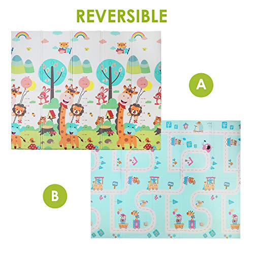 Bamny Alfombra Infantil para Niños (199,5x179,5), Alfombra Acolchada Bebe, Alfombra de Juegos de XPE Plegable, Ambos Lados Portátil Impermeable, Sin Olor y Tóxico (Grosor de 0,9cm)