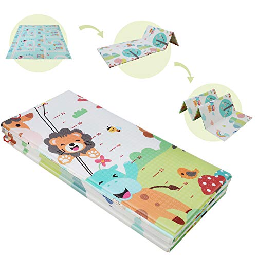Bamny Alfombra Infantil para Niños (199,5x179,5), Alfombra Acolchada Bebe, Alfombra de Juegos de XPE Plegable, Ambos Lados Portátil Impermeable, Sin Olor y Tóxico (Grosor de 0,9cm)
