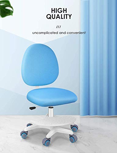 Bamny Silla de Escritorio Juvenil Azúl, Silla de Oficina Infantil Giratoria para Niños, Silla Ergonómica Ajustable en Altura y Respaldo, Carga máxima 120 kg