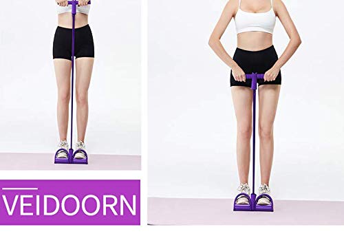 Banda de resistencia a pedales, 4 tubos de yoga, cuerda elástica con equipo de fitness elástico, látex natural para culturismo, expandir abdomen, brazo, adelgazamiento