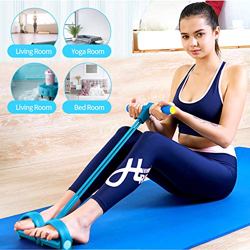 Banda de resistencia para pedales, cuerda elástica con pedal de pie equipo de ejercicios de fitness 4 tubos para culturismo expansor para abdomen, cintura, brazo, yoga, estiramiento y adelgazamiento