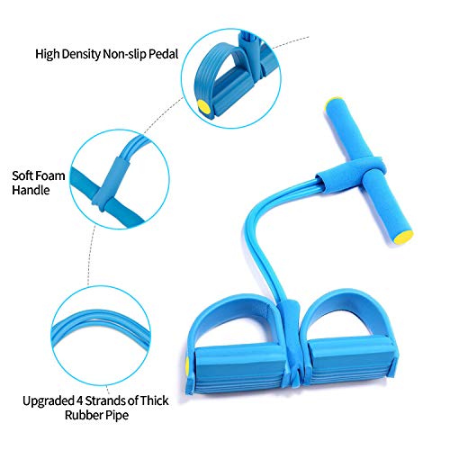 Banda de resistencia para pedales, cuerda elástica con pedal de pie equipo de ejercicios de fitness 4 tubos para culturismo expansor para abdomen, cintura, brazo, yoga, estiramiento y adelgazamiento