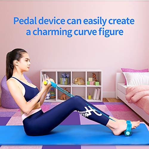 Banda de resistencia para pedales, cuerda elástica con pedal de pie equipo de ejercicios de fitness 4 tubos para culturismo expansor para abdomen, cintura, brazo, yoga, estiramiento y adelgazamiento