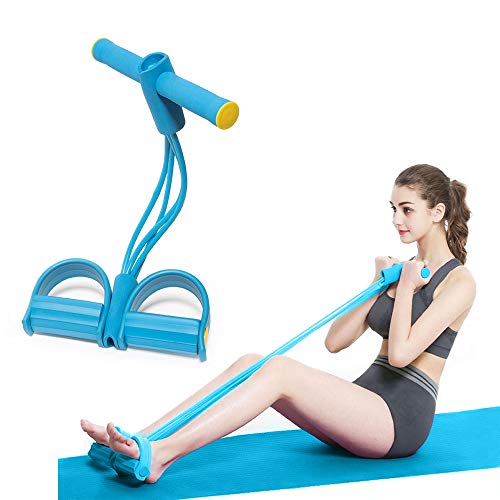 Banda de resistencia para pedales, cuerda elástica con pedal de pie equipo de ejercicios de fitness 4 tubos para culturismo expansor para abdomen, cintura, brazo, yoga, estiramiento y adelgazamiento
