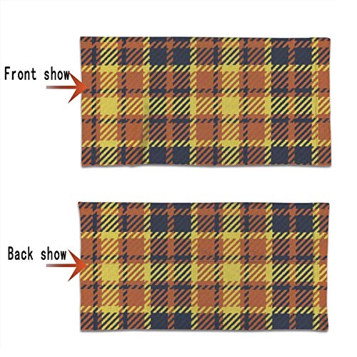 Bandana Face Head Wrap Scarf Headband Neck Warmer Gaiter Headwear Balaclava, Yellow Terra Cotta y Navy Bayeux Palette Plaid