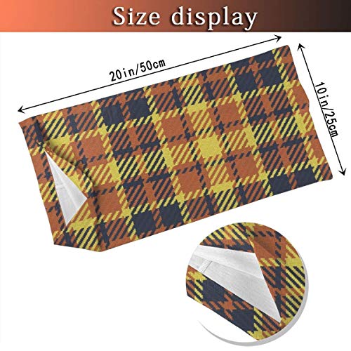 Bandana Face Head Wrap Scarf Headband Neck Warmer Gaiter Headwear Balaclava, Yellow Terra Cotta y Navy Bayeux Palette Plaid