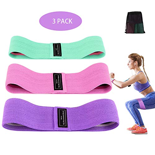 Bandas Elásticas Glúteos, Bandas Elasticas Musculacion 3 Niveles (Set de 3) de Fitness Bandas Antideslizantes de Ejercicios para Yoga Pilates Fuerza de Cadera Piernas Tela y Glúteos