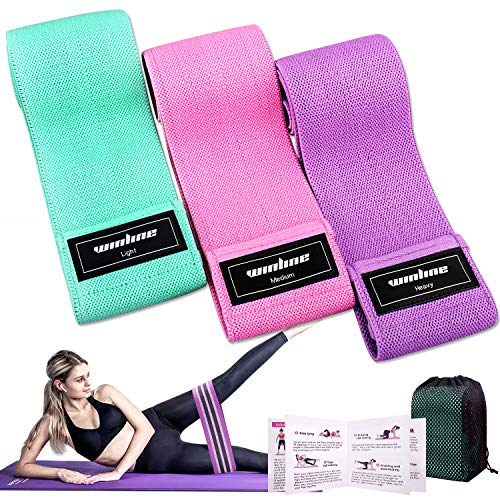 Bandas Elasticas Gluteos Musculacion, 3 Piezas Cintas Elasticas Musculacion para Piernas/Glúteos/Muslo,Bandas de Resistencia para Hombres, Mujeres, Pilates, Yoga y musculación (Pink/Green/Purple)
