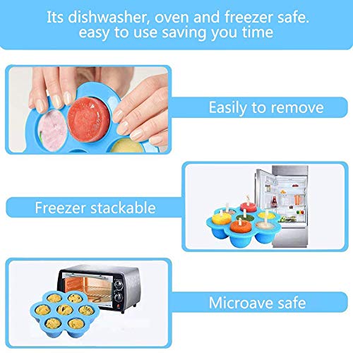 Bandeja de alimentos de silicona,Bandeja de alimentos para bebés,Congelar Silicona Bandeja Molde,Contenedor de almacenamiento para alimentos para bebés caseros, seguro y reutilizable