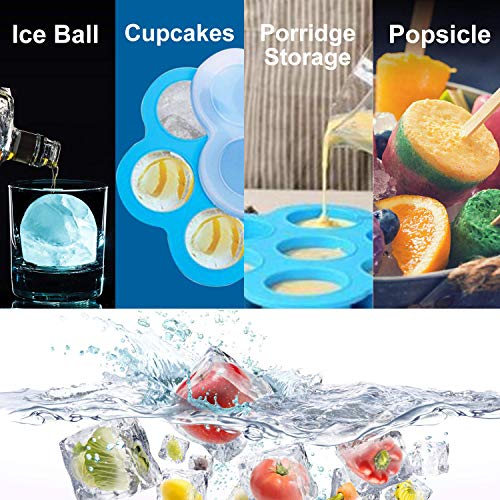 Bandeja de alimentos de silicona,Bandeja de alimentos para bebés,Congelar Silicona Bandeja Molde,Contenedor de almacenamiento para alimentos para bebés caseros, seguro y reutilizable