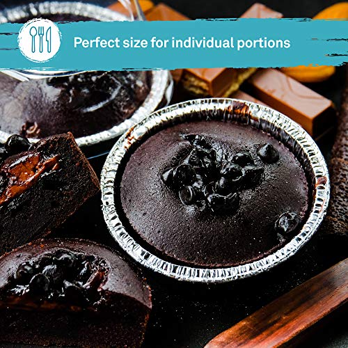 Bandeja de aluminio desechable redonda desechable de 13 cm de ancho para hornear tartas pequeñas, tartas de mermelada y pasteles (60 unidades)