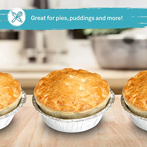 Bandeja de aluminio desechable redonda desechable de 13 cm de ancho para hornear tartas pequeñas, tartas de mermelada y pasteles (60 unidades)