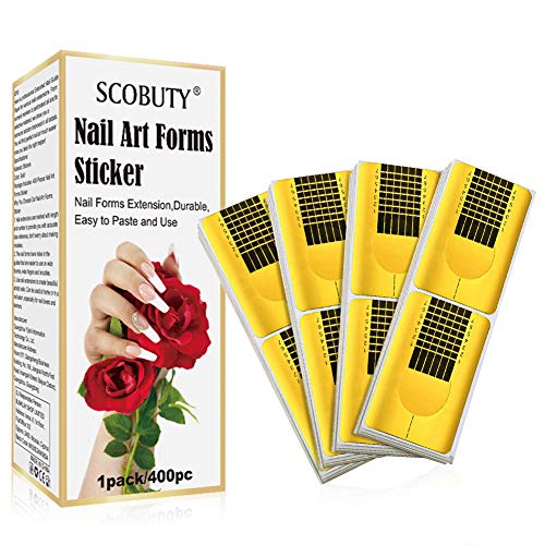 Bandeja de papel de Manicura, Moldes Guías Pegatinas Formas Para Manicura Uñas Tips Extenciones, Pegatinas Moldes Guías Uñas Dorados Auto Adhesiva Plantillas de Papel uñas, 400 Piezas, Oro