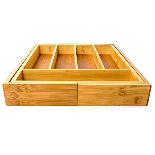 Bandeja para cubiertos de cocina Home Treats Se ajusta al cajón. Bandeja organizadora de cubiertos ajustable para cajón.