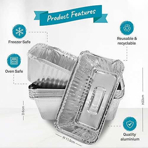 Bandejas de Pan Desechables de Aluminio contenedores de 2 Libras, para Hornear Pan, cocinar, congelar y almacenar, 218 mm x 115 mm x 60 mm (20)
