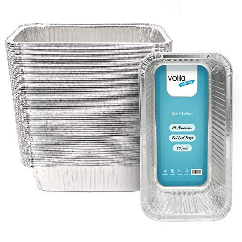 Bandejas de Pan Desechables de Aluminio contenedores de 2 Libras, para Hornear Pan, cocinar, congelar y almacenar, 218 mm x 115 mm x 60 mm (20)