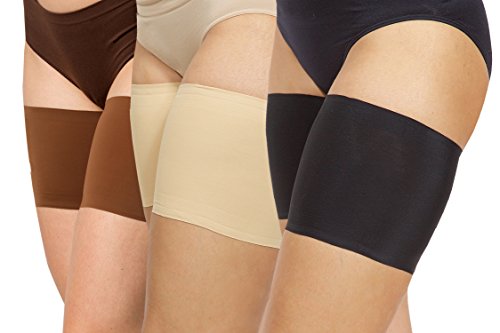 Bandelettes - Original Ligas Elásticas Patentadas Antirrozaduras Para Muslos – Beige UNISEX 6” Talla S (A-53-57 cm)