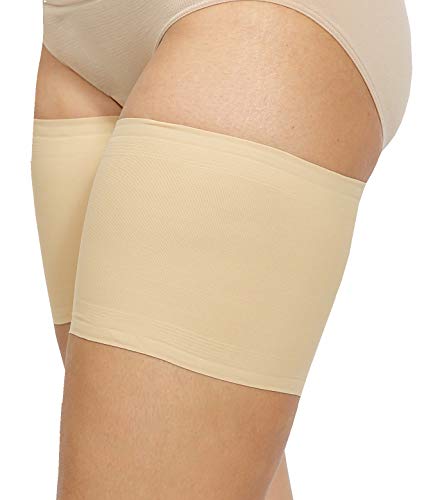 Bandelettes - Original Ligas Elásticas Patentadas Antirrozaduras Para Muslos – Beige UNISEX 6” Talla S (A-53-57 cm)