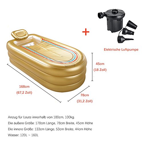 Bañera hinchable más gruesa tubo de adultos bañera bañera de plástico (oro)