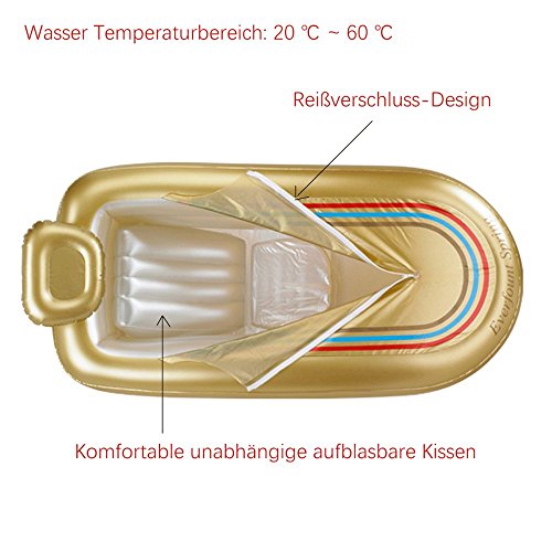 Bañera hinchable más gruesa tubo de adultos bañera bañera de plástico (oro)
