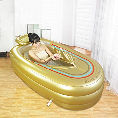 Bañera hinchable más gruesa tubo de adultos bañera bañera de plástico (oro)