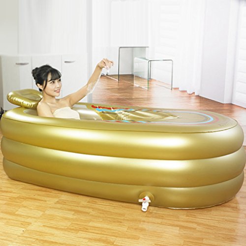Bañera hinchable más gruesa tubo de adultos bañera bañera de plástico (oro)