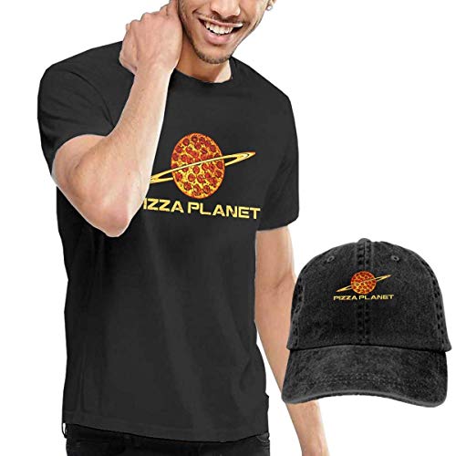 Baostic Camisetas y Tops Hombre Polos y Camisas, Men's Black Short Sleeve Shirts, Pizza Toy Planet Casual T Shirt + Baseball Cap