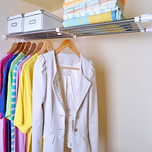 BAOYOUNI extensible armario Rack de almacenamiento de estantería ajustable separador armario armario divisor organizador de DIY barra para cocina baño dormitorio, Extendable Length: 101-152.5cm