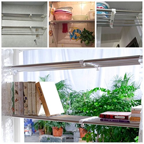 BAOYOUNI extensible armario Rack de almacenamiento de estantería ajustable separador armario armario divisor organizador de DIY barra para cocina baño dormitorio, Extendable Length: 101-152.5cm