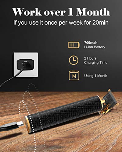 Barber Ace Outliner, OriHea barber pro, USB inalámbrico recargable electric pro li outliner, detalle de cero espacios Barber Shaver Barber Hair Trimmer. Cuchillas de titanio y cerámica-Negro