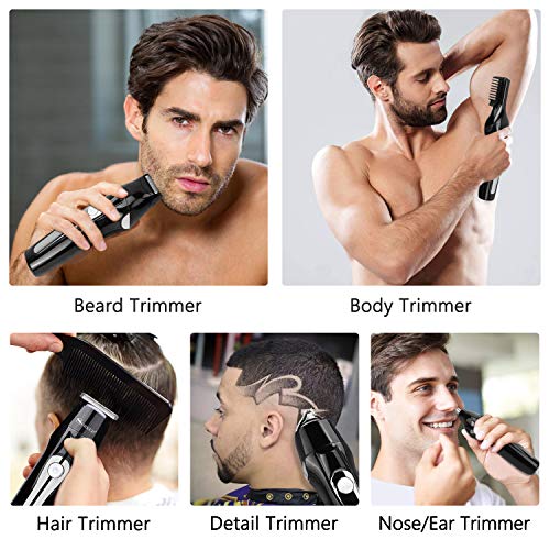 Barbero Electrico Cortapelos, Nivlan Recortador de Barba y Precisión Impermeable 5-In-1, Afeitadora Corporal para Hombres Profesional Cortapelos Máquina de Afeitar Inalámbrica Recargable con USB