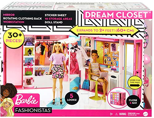 Barbie - Armario de ropa muñeca con 25 accesorios de moda (Mattel GPM43)