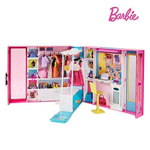 Barbie - Armario de ropa muñeca con 25 accesorios de moda (Mattel GPM43)