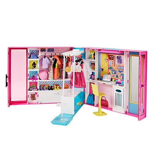 Barbie - Armario de ropa muñeca con 25 accesorios de moda (Mattel GPM43)
