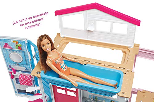Barbie-DVV48 barbie dos Pisos Plegable, Casa con Muñeca y Accesorios, multicolor Mattel GXC00 , color/modelo surtido