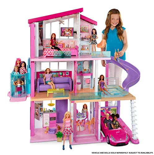 Barbie La Casa de Tus Sueños, con Elevador Nuevo, Casa de Muñecas con Accesorios (Mattel Gnh53)