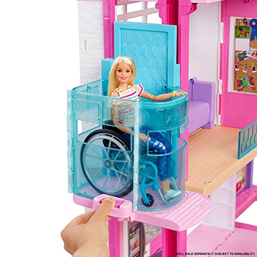 Barbie La Casa de Tus Sueños, con Elevador Nuevo, Casa de Muñecas con Accesorios (Mattel Gnh53)