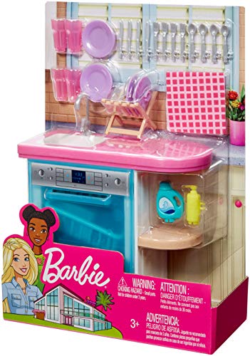 Barbie Muebles de interior, accesorios para la cocina de la casa de muñecas (Mattel FXG34)