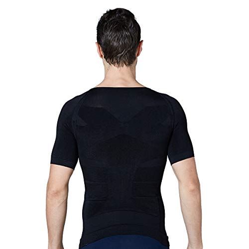BaronHong Gynecomastia Compression Camiseta de Manga Corta para Ocultar Las Tetas de los Hombres Moobs adelgazantes Fajas para Hombre aplanar Todo el Abdomen (Negro, XL)