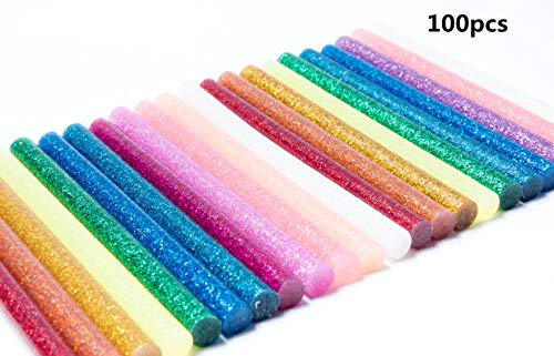 Barras de Pegamento Termofusible,Barras de Silicona Caliente 100 piezas 7 * 100mm Adhesivos Coloreados del Arma del Pegamento para DIY Oficio del arte Caza de Focas y Reparacion Rapida 10 colores